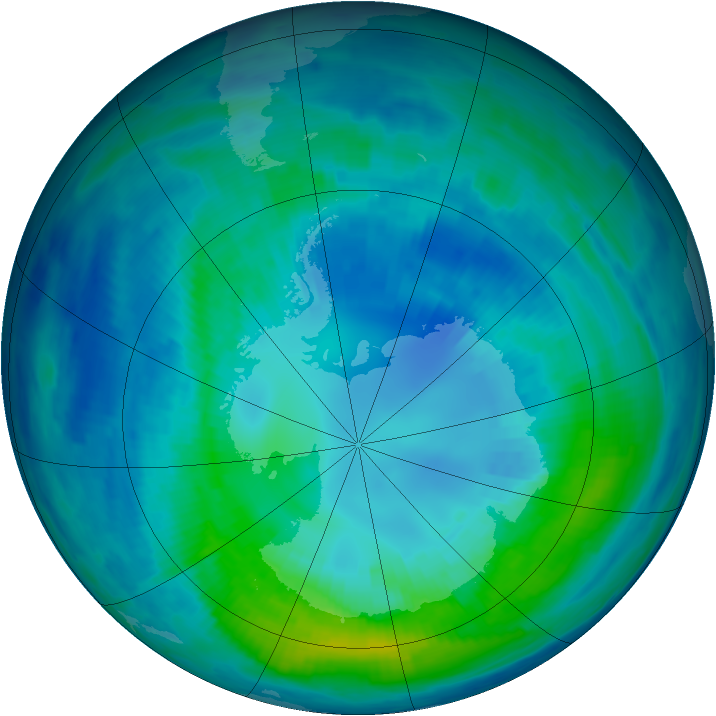 Antarctic ozone map for 15 April 1997